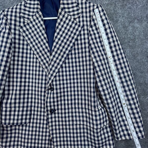 Tarleton Blazer Mens S - 38 Blue Plaid Japanese Stiff Preppy Academia Professor - Picture 8 of 9